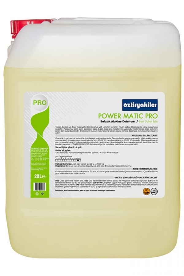 Öztiryakiler Power Matic Pro Bulaşık Makinesi Deterjanı, 20 L