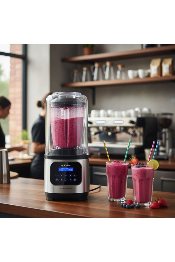 By Kitchen Vortex Silencer Gürültü Önleyici Kapaklı Dijital Bar Blender, 2 L, 1800 W, Gri